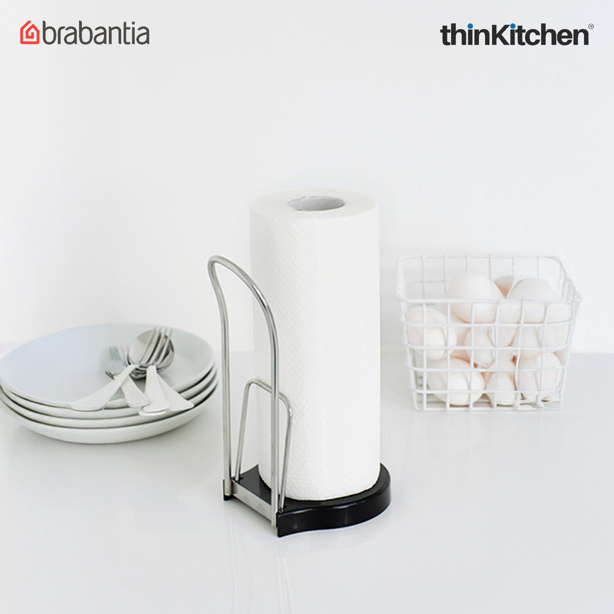 Brabantia Kitchen Roll Holder, Free Standing - Brilliant Steel