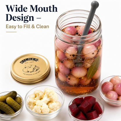 Kilner Premium 1 Litre Glass Pickle Jar with Lifter and Screw Lid for Pickles, Achaar