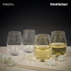 Mikasa Glassware Julie Set Of 4 Stemless Wine Glasses, 561ml, Gift Boxed
