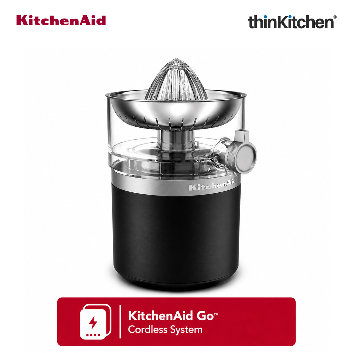 KitchenAid Go Cordless Electric Citrus Juicer, Orange & Lemon Presser, 473ml, Black Matte – Battery Sold Separately