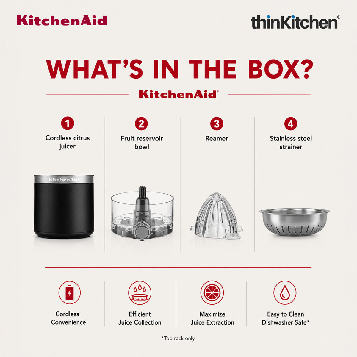 KitchenAid Go Cordless Electric Citrus Juicer, Orange & Lemon Presser, 473ml, Black Matte – Battery Sold Separately