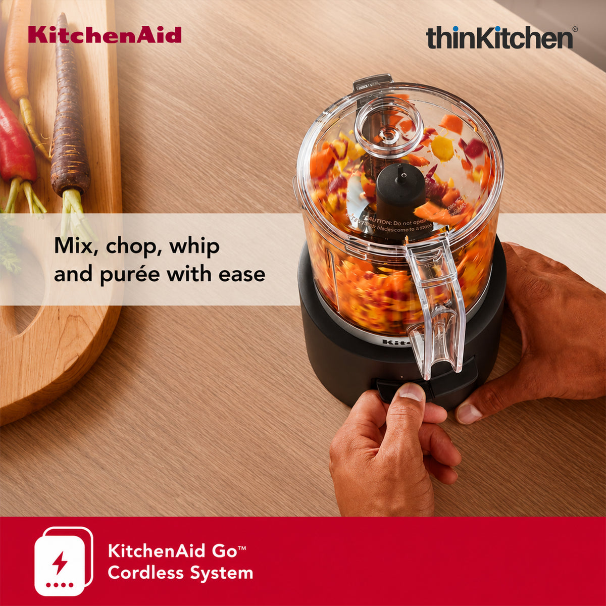 KitchenAid Go Cordless Electric Vegetable Chopper, 1.18L, Black Matte – Battery Sold Separately