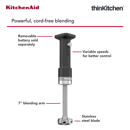 KitchenAid Go Cordless Electric Hand Blender, Black Matte – Battery Sold Separately