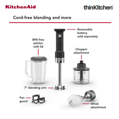 KitchenAid Go Cordless Hand Blender Accessory Kit – Whisk, Chopper & 1L Blending Jar with Lid