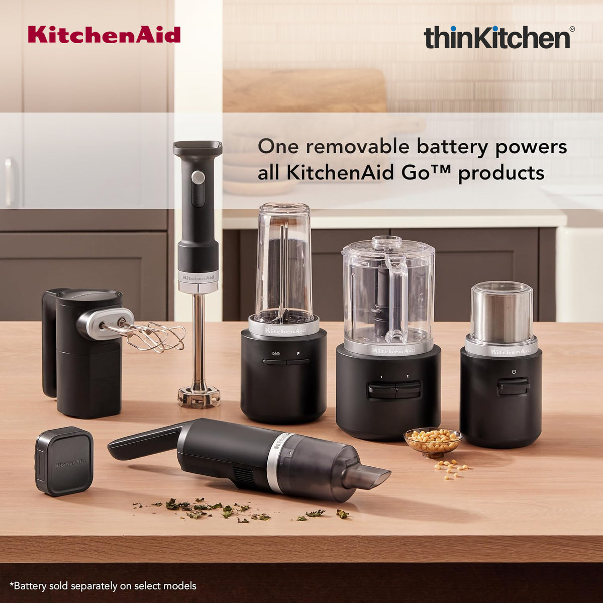 KitchenAid Go Cordless 7-Speed Electric Hand Mixer, Black Matte (Battery Sold Separately)