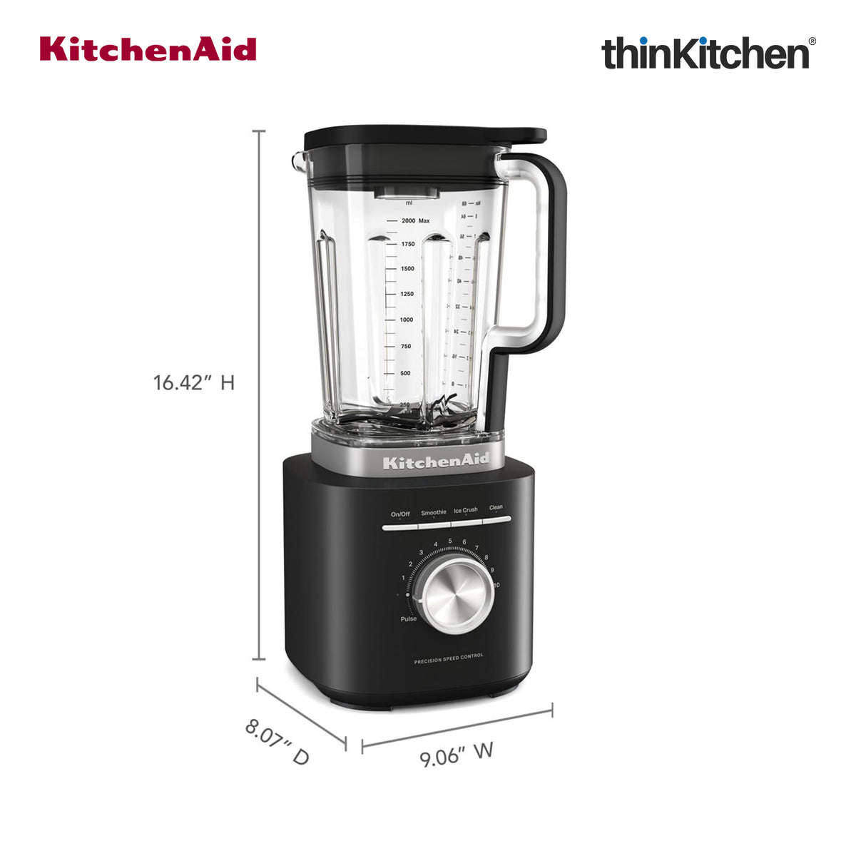 KitchenAid K200 Pure Power Blender 2L - Black | 3 Speeds, Ice Crush & Pulse Function