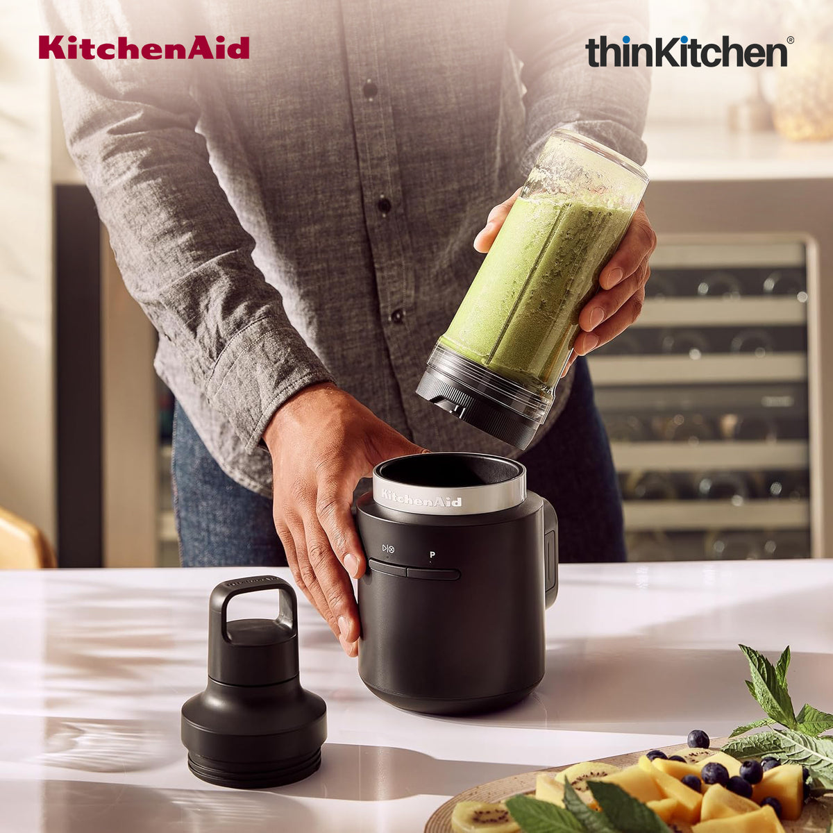 KitchenAid Go Cordless Personal Blender 473ml , Portable Smoothie & Protein Shake Maker - Battery Sold Separately