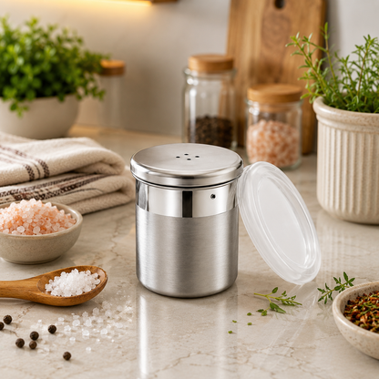 Culinex Stainless Steel Portable Small 120ml Mini Salt Dispenser 6x5 cms for Salt, Powdered Sugar