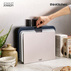 Joseph Joseph Nest Boards Plus 6-Piece Knife & Cutting Board Set – Premium Colour-Coded Chopping Boards & Knives with Storage Stand