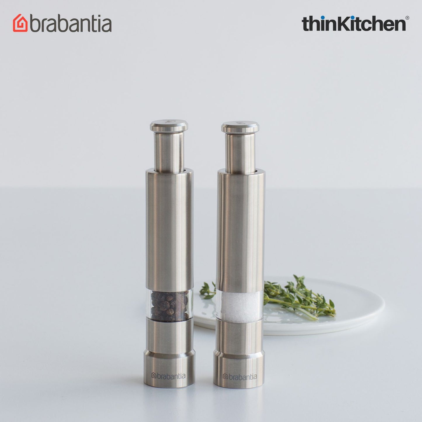 Brabantia Matt Steel Profile Salt and Pepper Crusher Set