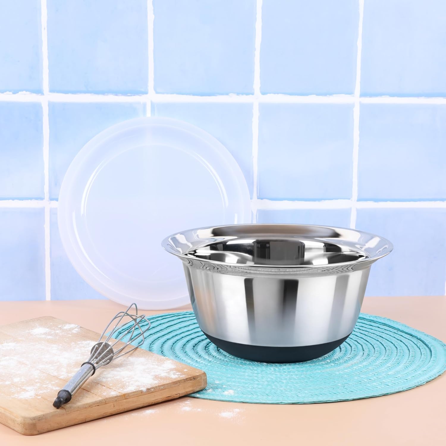 Culinex Premium Heavy Gauge 304 Stainless Steel Anti-Skid Mixing Bowl Set of 4 for Kitchen 2400ml, 3800ml for Cakes, Baking,Dough, Salads | Multipurpose Bowl for Cooking, Prep, Mixing, Beating - 4
