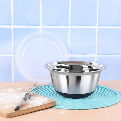 Culinex Premium Heavy Gauge 304 Stainless Steel Anti-Skid Mixing Bowl Set of 4 for Kitchen 2400ml, 3800ml for Cakes, Baking,Dough, Salads | Multipurpose Bowl for Cooking, Prep, Mixing, Beating