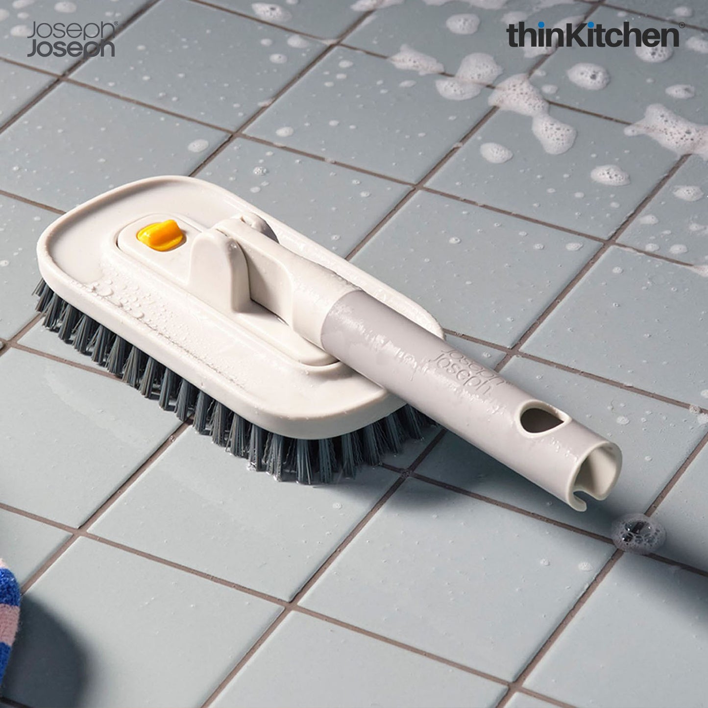 Joseph Joseph Premium CleanTech 6-Piece Cleaning Set with Extension Handle, Includes: Glass Cleaner w/Squeegee, Tile Scrubber, Grout Brush, Surface Cleaner and Duster with Telescopic Pole