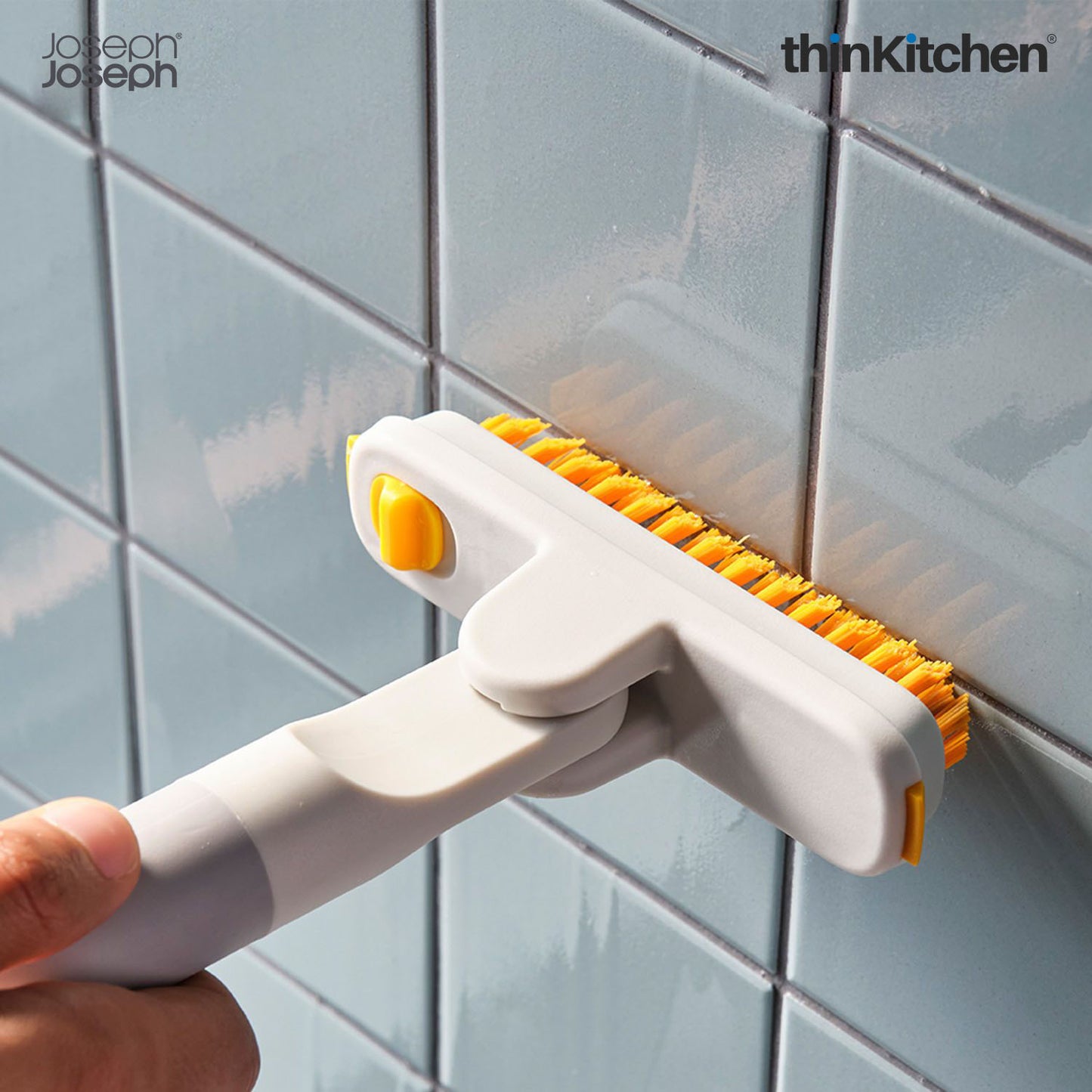 Joseph Joseph Premium CleanTech 6-Piece Cleaning Set with Extension Handle, Includes: Glass Cleaner w/Squeegee, Tile Scrubber, Grout Brush, Surface Cleaner and Duster with Telescopic Pole