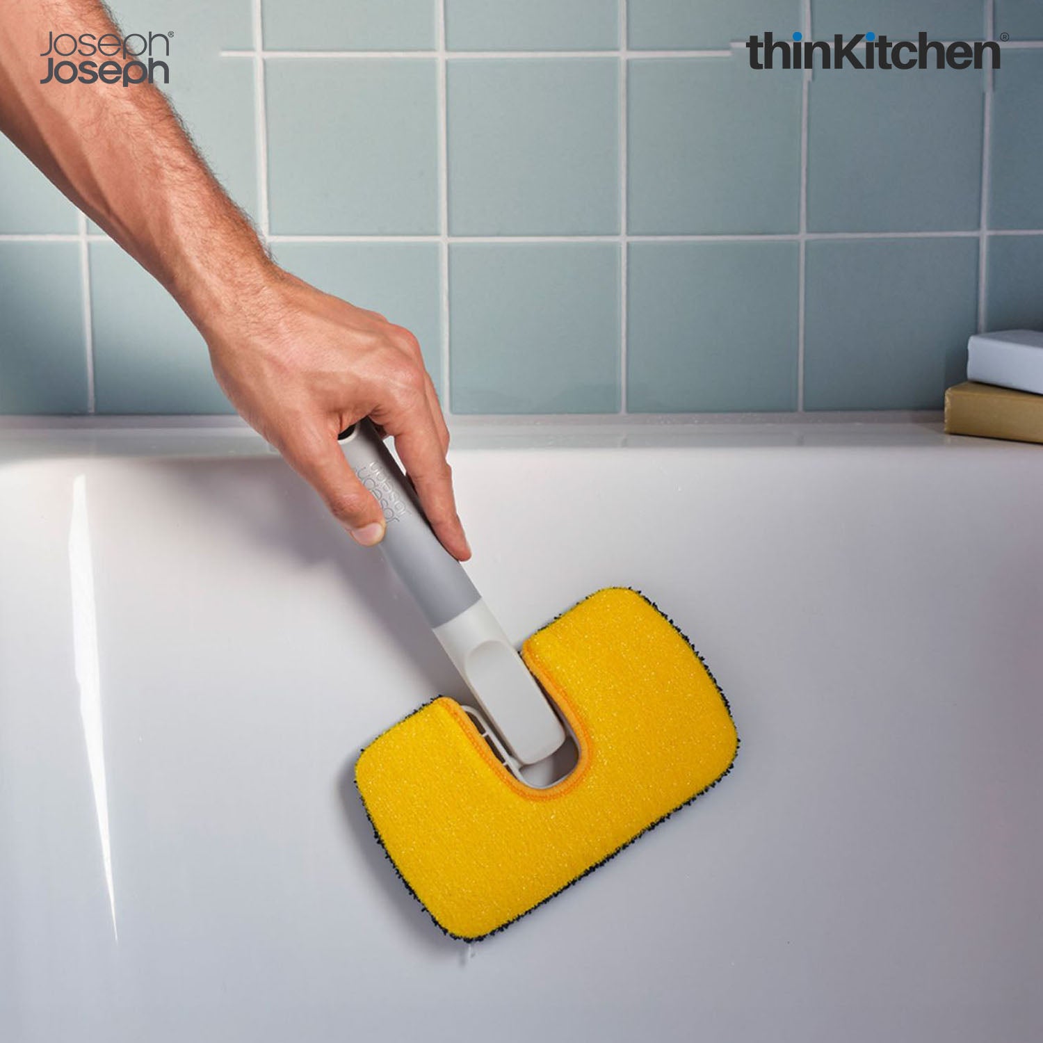 Joseph Joseph Premium CleanTech 6-Piece Cleaning Set with Extension Handle, Includes: Glass Cleaner w/Squeegee, Tile Scrubber, Grout Brush, Surface Cleaner and Duster with Telescopic Pole - 1