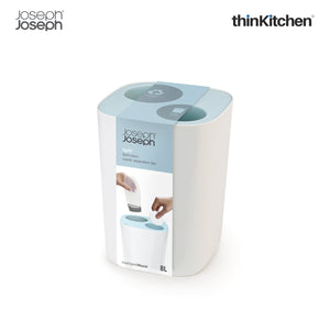 Joseph Joseph Split™ Waste & Recycling Bin, 8L, Light Blue