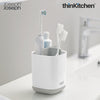 Premium EasyStore Small Toothbrush Caddy - Grey/White | Compact Bathroom Sink Organizer
