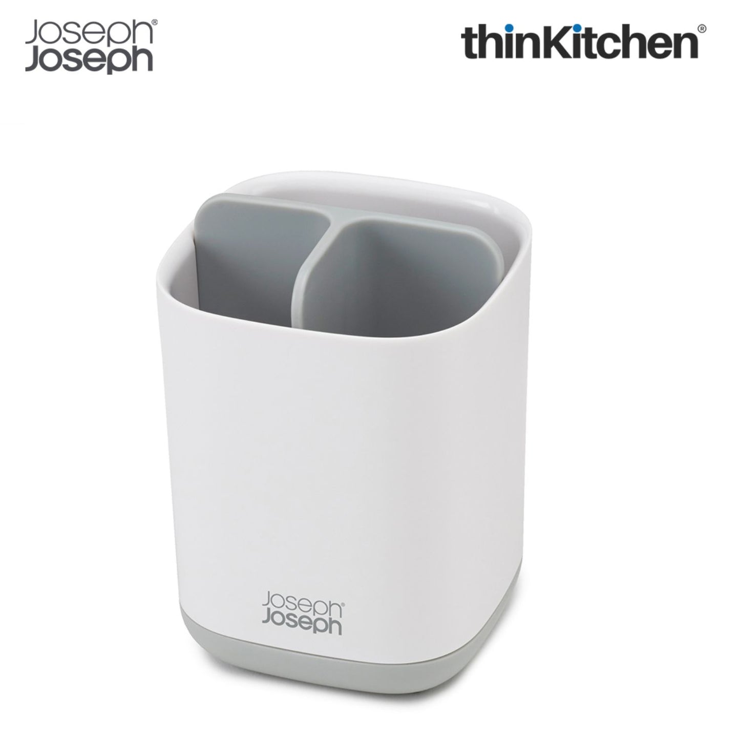 Premium EasyStore Small Toothbrush Caddy - Grey/White | Compact Bathroom Sink Organizer