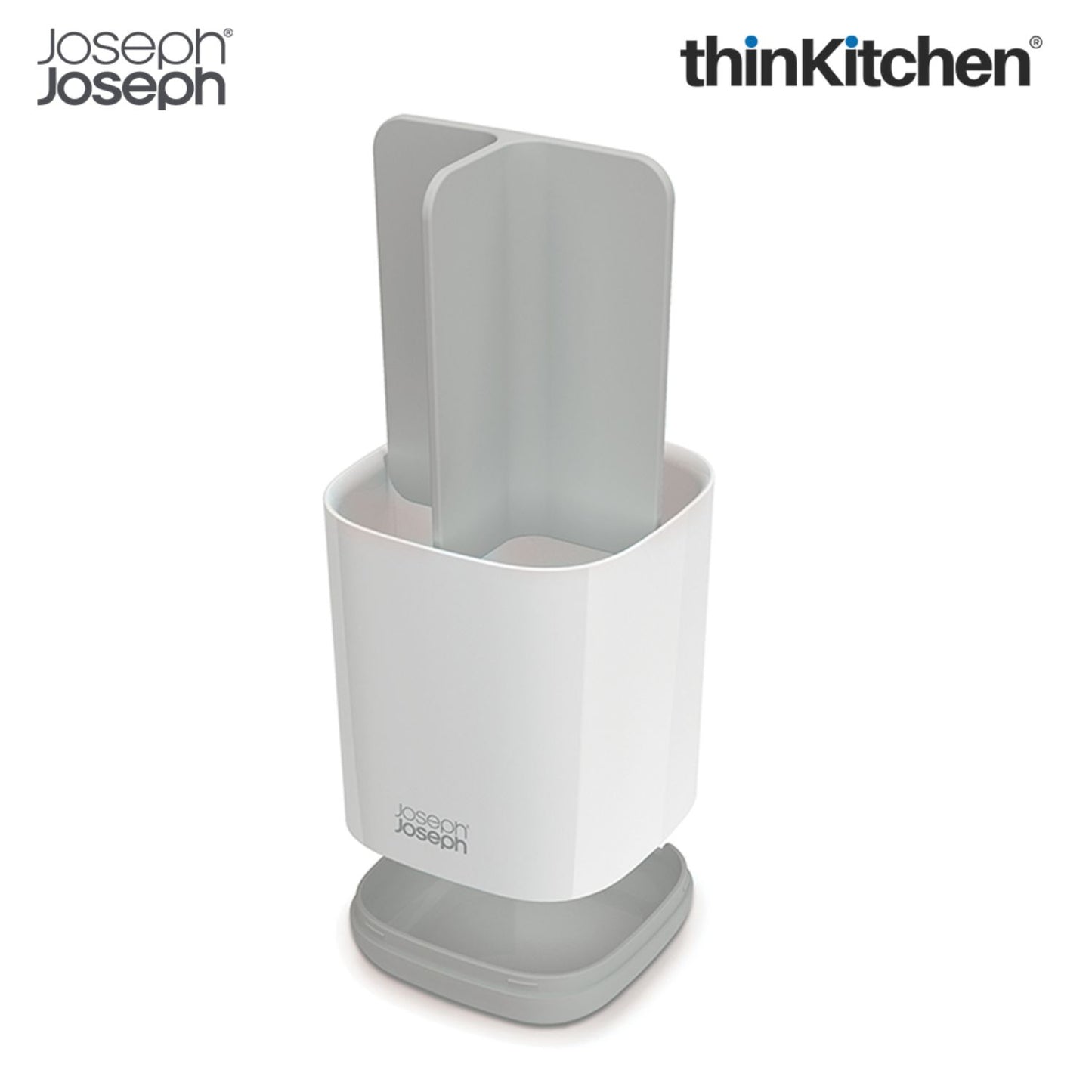 Premium EasyStore Small Toothbrush Caddy - Grey/White | Compact Bathroom Sink Organizer