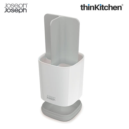 Premium EasyStore Small Toothbrush Caddy - Grey/White | Compact Bathroom Sink Organizer