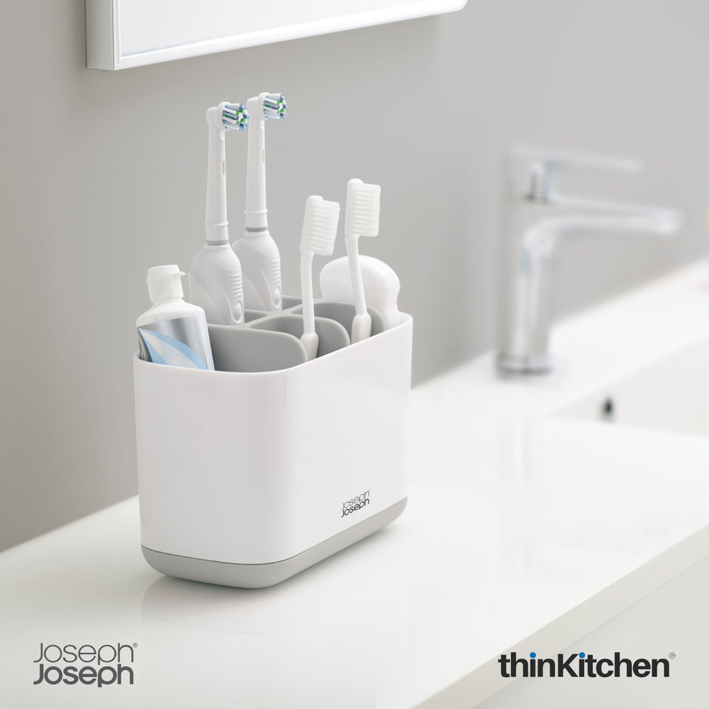 Joseph Joseph Premium Large Toothbrush Holder and Bathroom Sink Organizer - EasyStore™, Grey