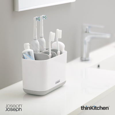 Joseph Joseph Premium Large Toothbrush Holder and Bathroom Sink Organizer - EasyStore™, Grey