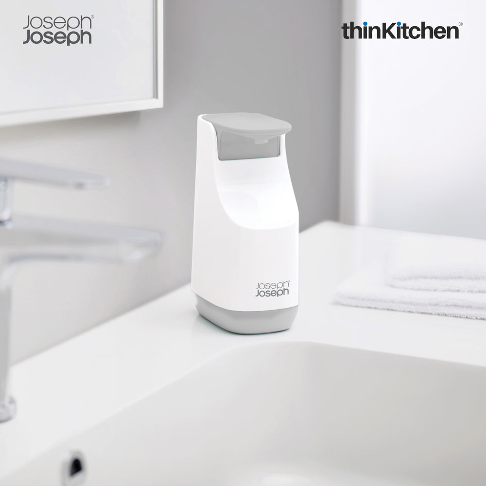 Joseph Joseph Bathroom Slim™ Compact Liquid Soap Dispenser for Bathroom, Kitchen - Grey, 350ml|UK Crafted For thinKitchen