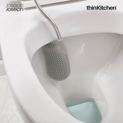 Premium Flexible Toilet Cleaning Brush with Slimline Holder - Flex, Grey with Anti-Drip, Anti-Clog Design | For thinKitchen