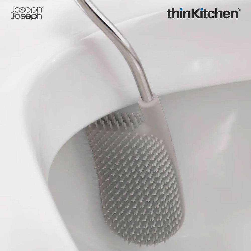 Joseph Joseph Premium Flex™ Toilet Brush with Holder & Storage – Sleek, Compact & Modern Commode Brush Set – Grey/White