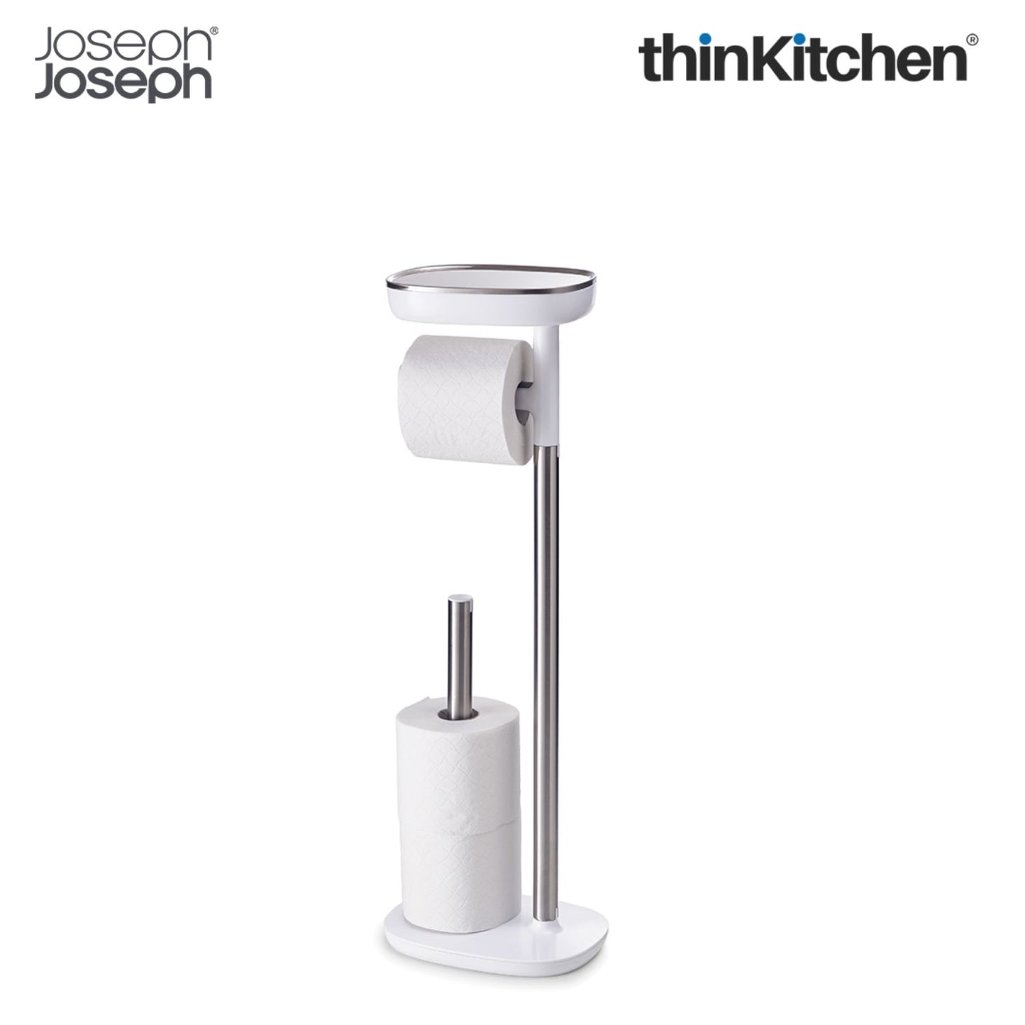 Joseph Joseph Bathroom Toilet Paper Stand with Shelf  -  EasyStore | Fits Upto 4 Rolls