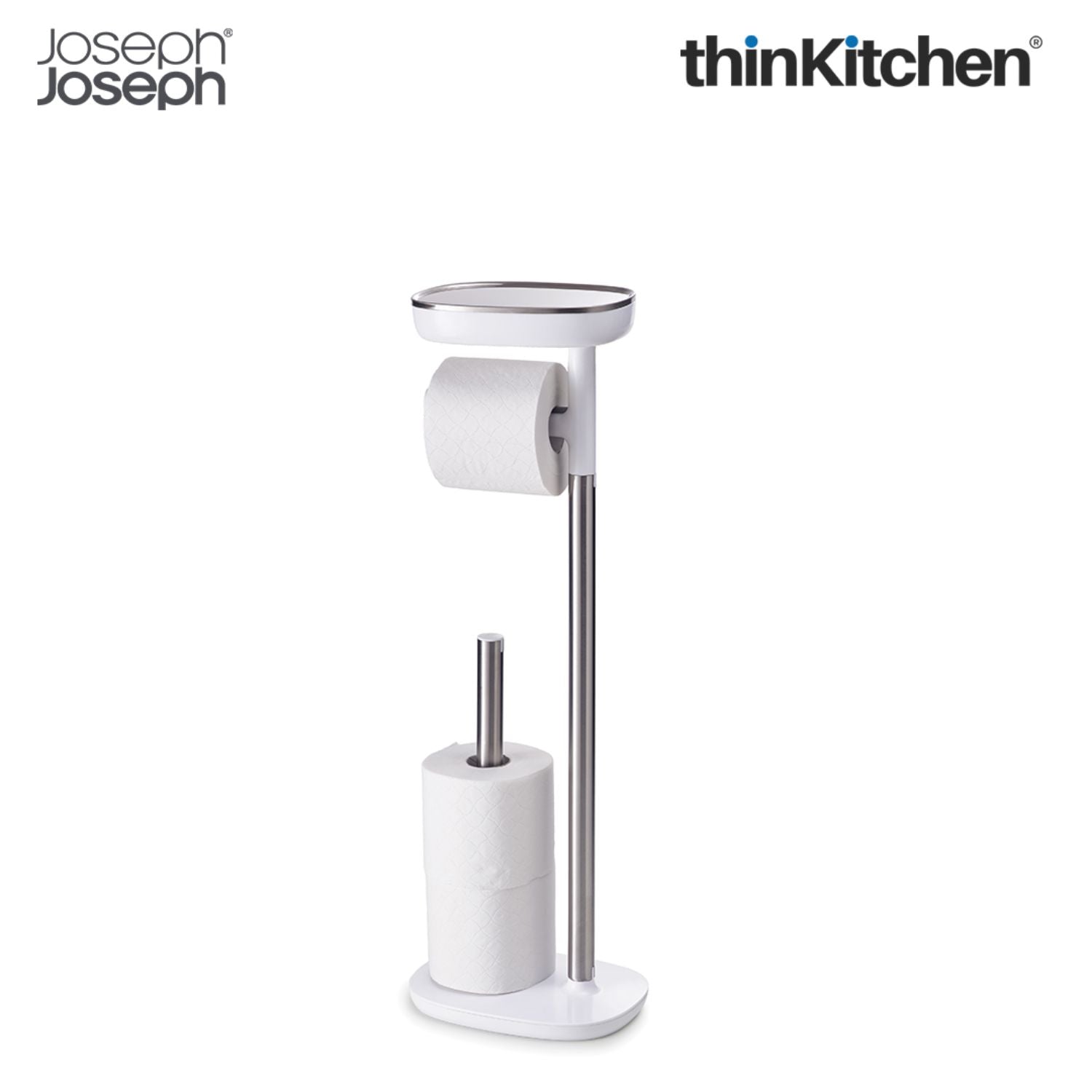 Joseph Joseph Bathroom Toilet Paper Stand with Shelf  -  EasyStore | Fits Upto 4 Rolls - 2
