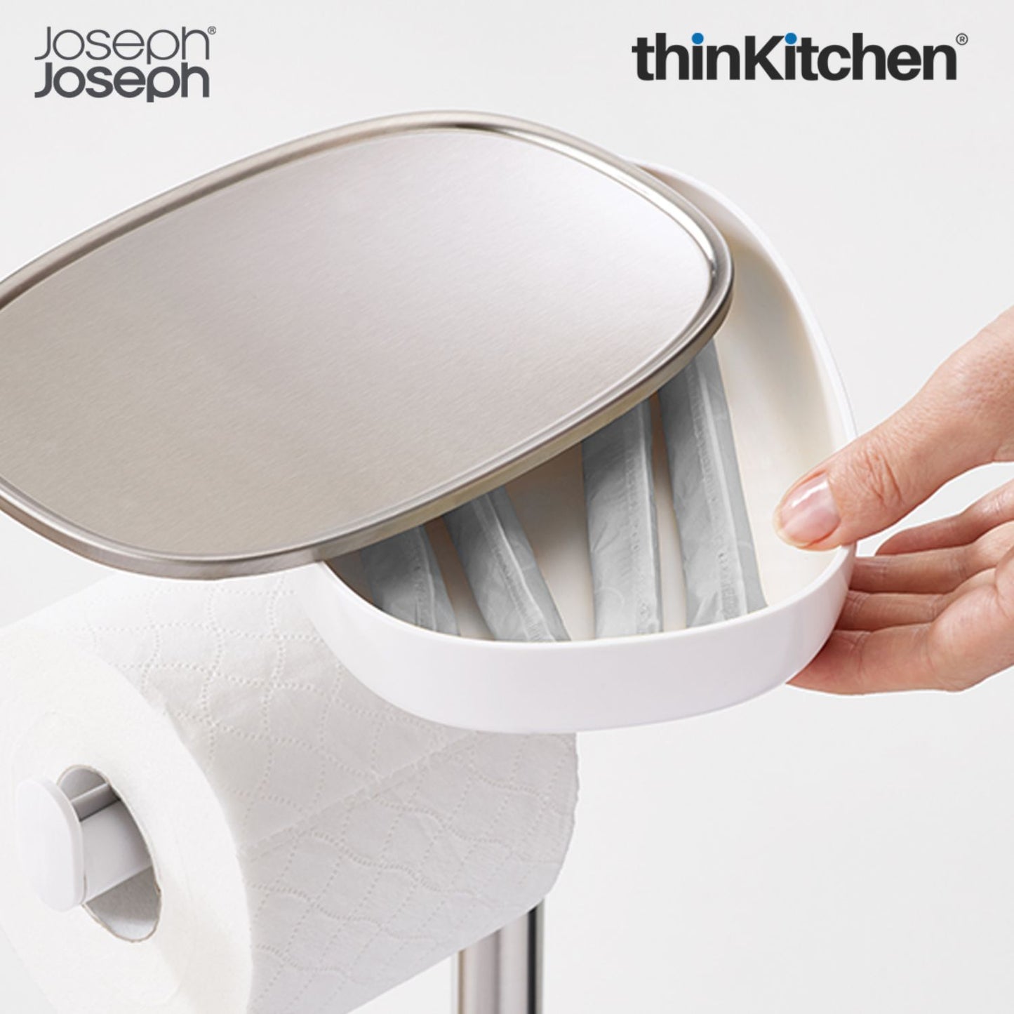 Joseph Joseph Bathroom Toilet Paper Stand with Shelf  -  EasyStore | Fits Upto 4 Rolls