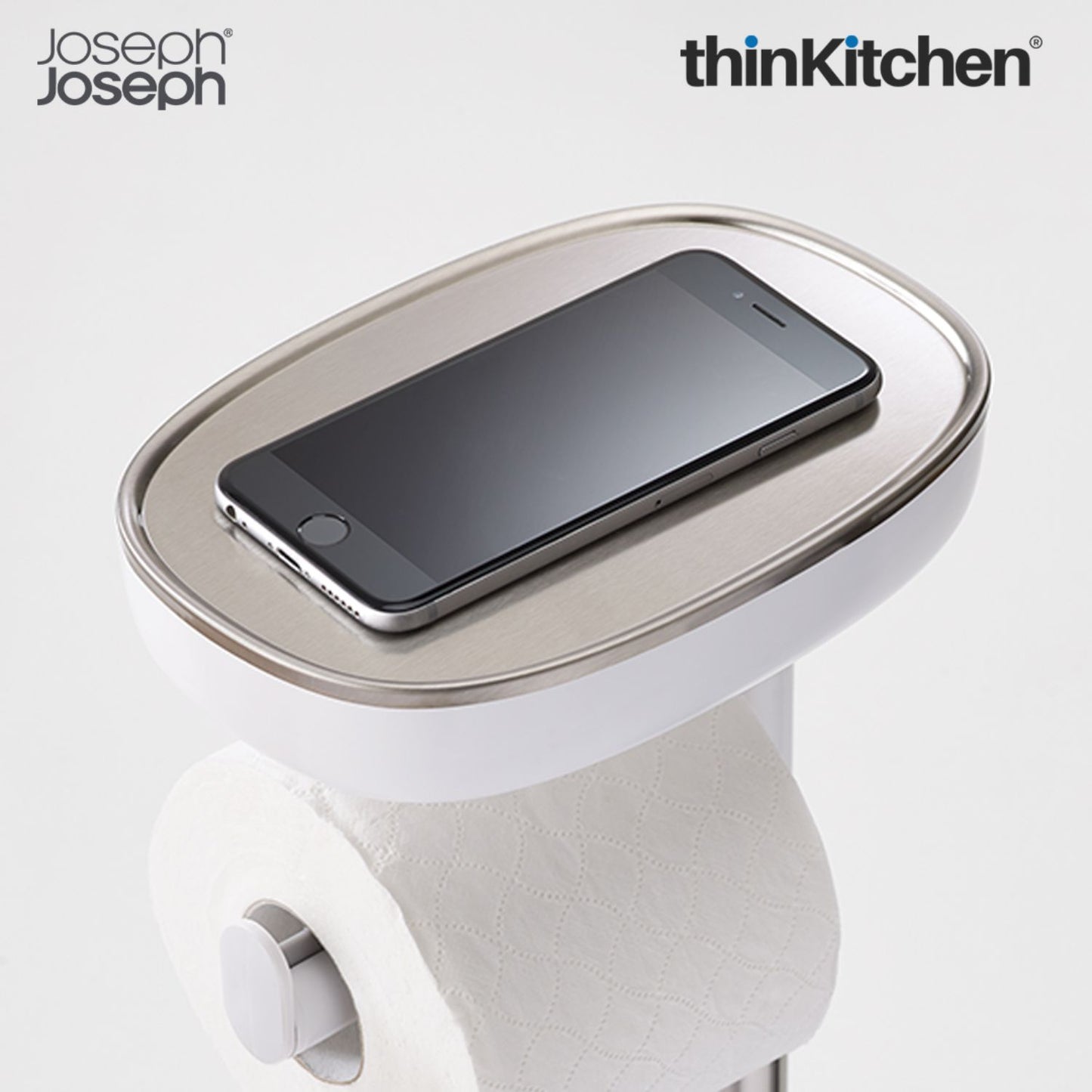 Joseph Joseph Bathroom Toilet Paper Stand with Shelf  -  EasyStore | Fits Upto 4 Rolls