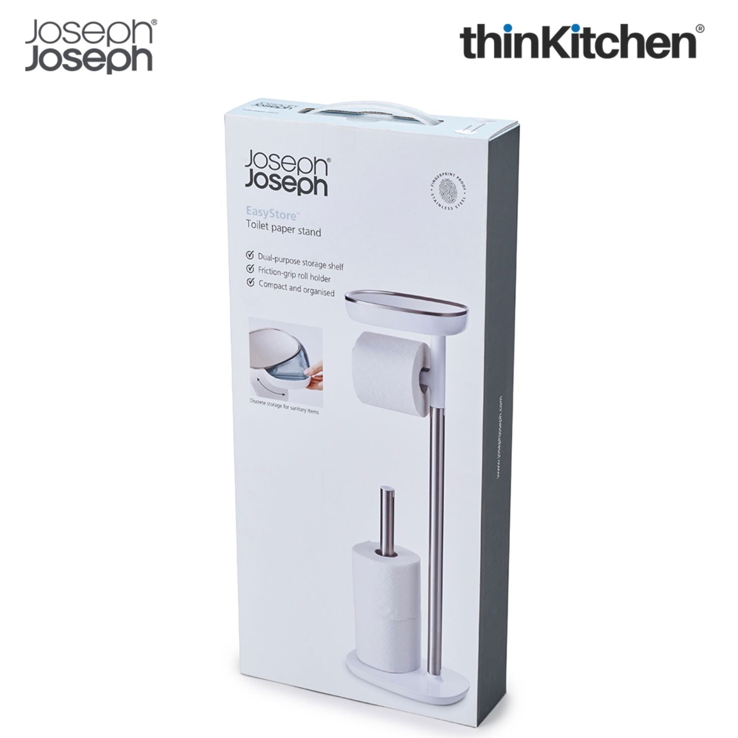 Joseph Joseph Bathroom Toilet Paper Stand with Shelf  -  EasyStore | Fits Upto 4 Rolls - 8
