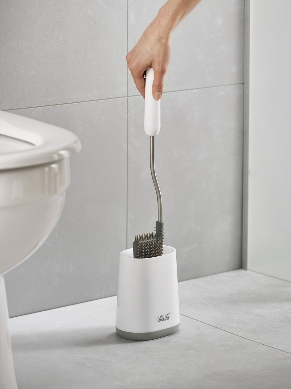 Joseph Joseph Bathroom Toilet Brush with Holder - Flex™ Lite , Light Grey | UK Crafted For thinKitchen