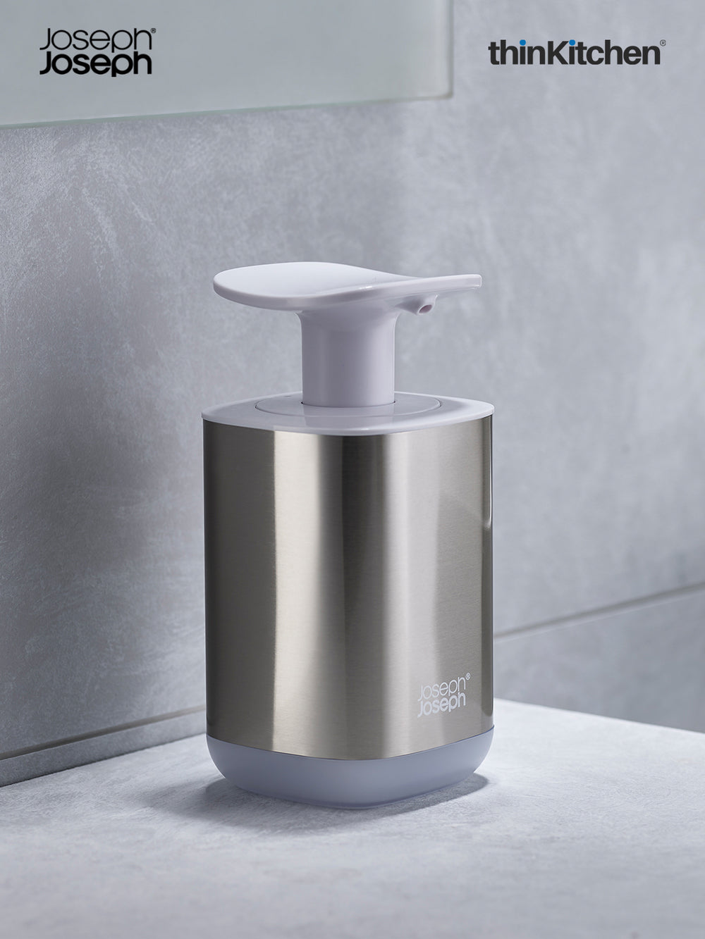 Joseph Joseph Presto Steel Liquid Soap Dispenser – White | Nonslip, Sleek, Hands-Free| UK Crafted For thinKitchen