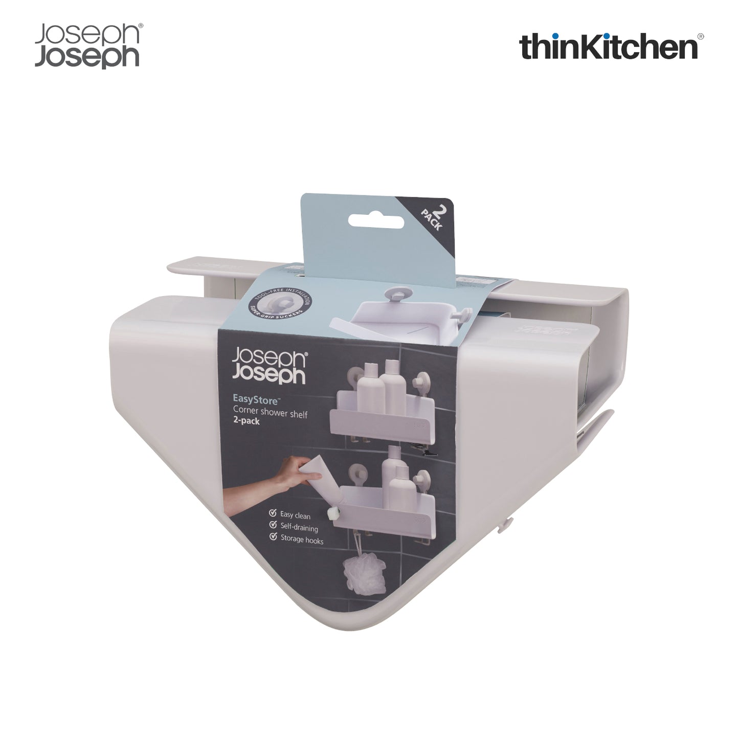 Joseph Joseph Easystore Corner Shower Shelf Set Of 2 White