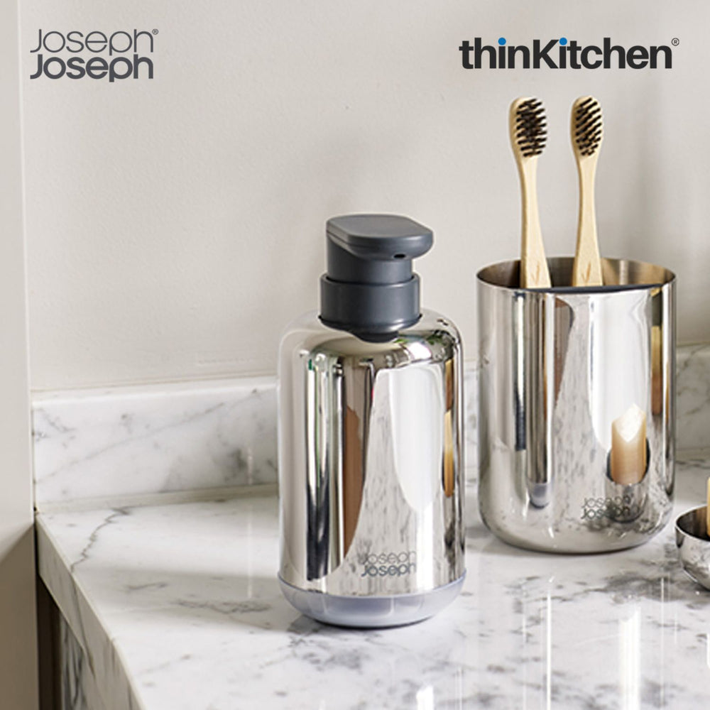 Joseph Joseph EasyStore Stainless-Steel Soap Pump, Liquid Soap Dispenser | Easy Push Pump, Non-Slip