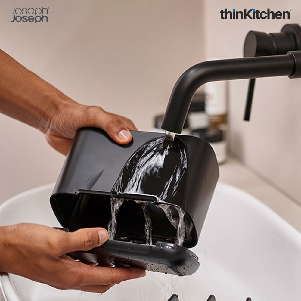 Joseph Joseph EasyStore Large Toothbrush Caddy - Matt Black | Bathroom Sink Organizer, Toothbrush Holder