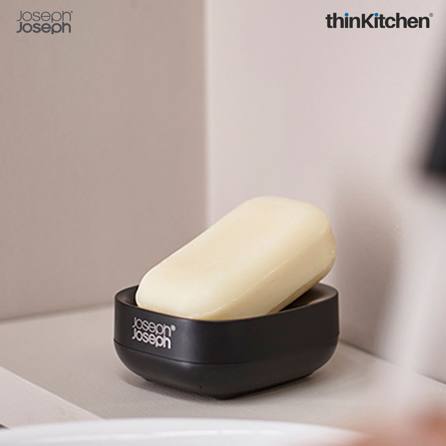 Joseph Joseph Slim Compact Soap Dish with Matt Black Finish
