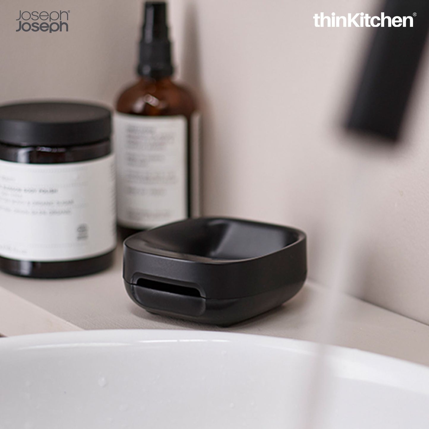 Joseph Joseph Slim Compact Soap Dish with Matt Black Finish