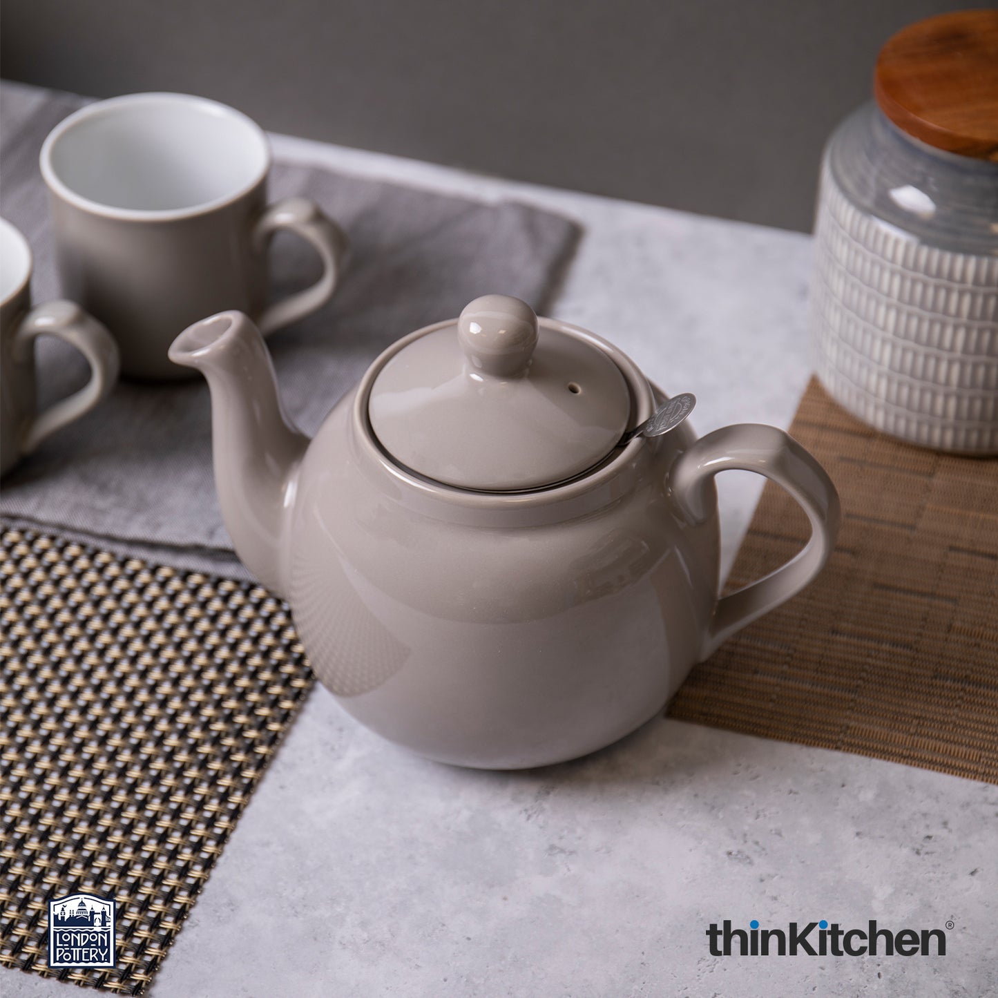 London Pottery Farmhouse Teapot Grey Four Cup 1200ml