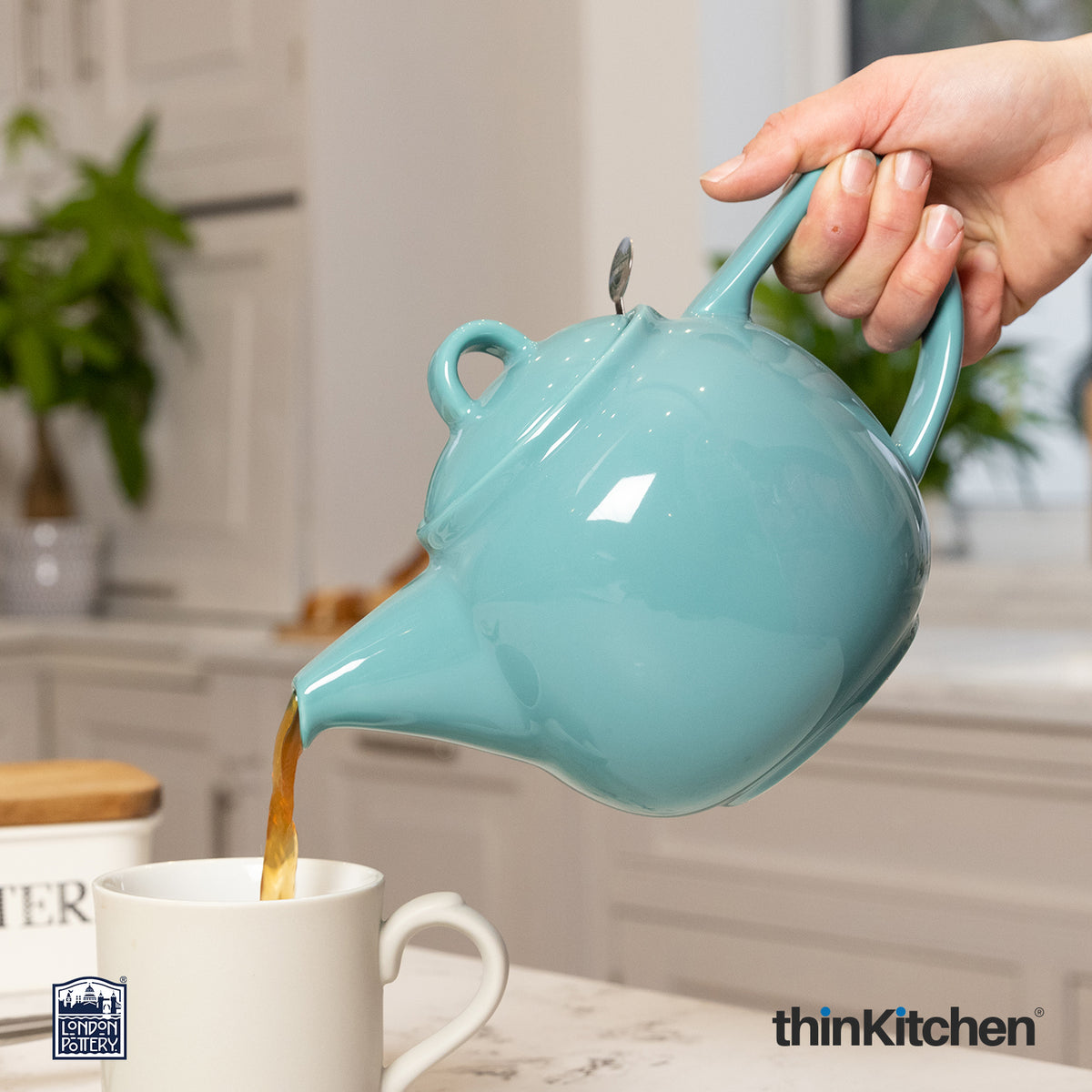 London Pottery Cobblestone Ceramic Geo Teapot, 900ml thinKitchen