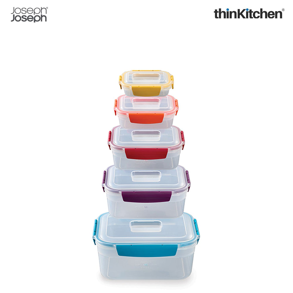 Joseph Joseph 5 Pcs Stackable Premium Airtight Container Set with Locking Lids for Kitchen Organisation