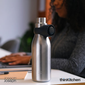Joseph Joseph Loop Water Bottle, 500ml, Silver