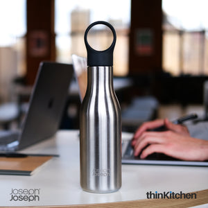 Joseph Joseph Loop Water Bottle, 500ml, Silver