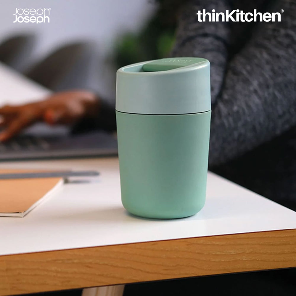 Joseph Joseph Insulated Leak Proof Tea, Coffee Mug with Flip Top Lid  - Green