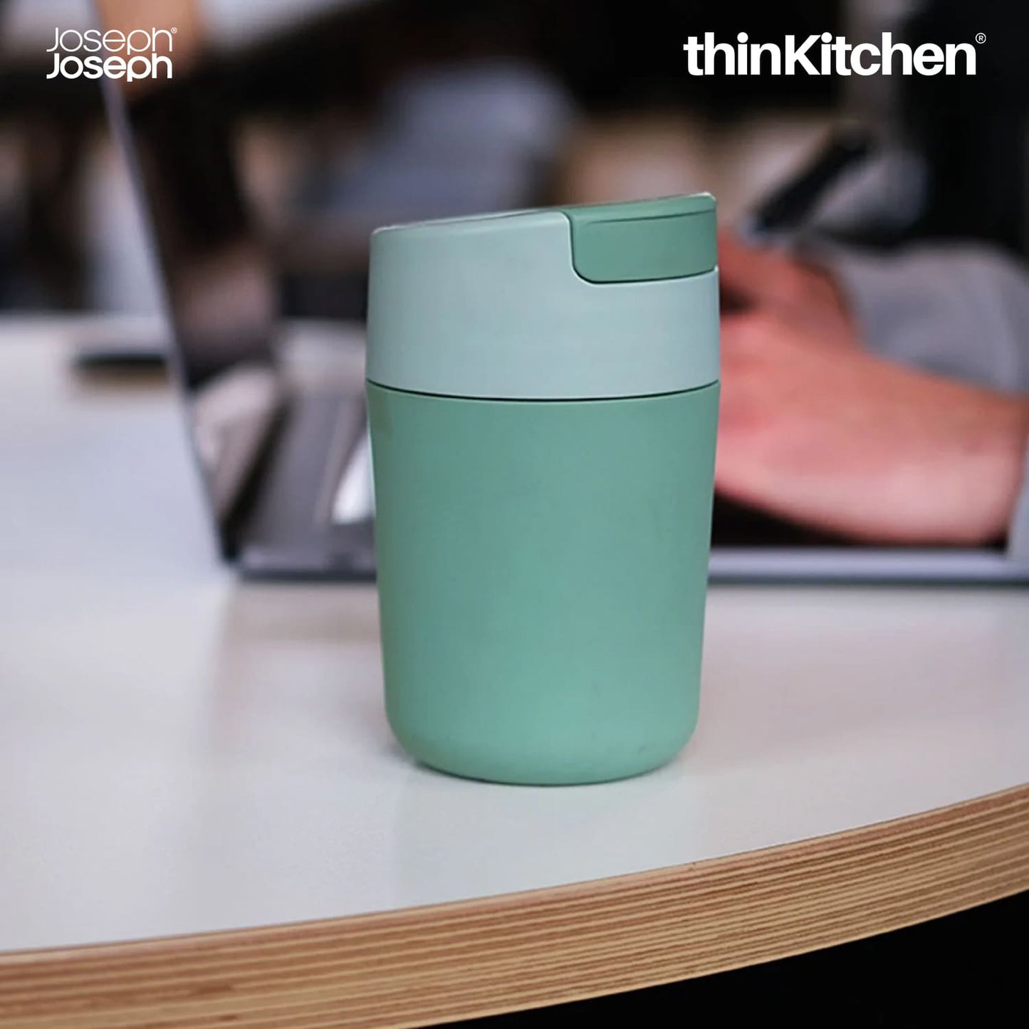 Joseph Joseph Insulated Leak Proof Tea, Coffee Mug with Flip Top Lid  - Green