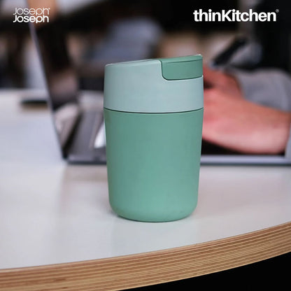 Joseph Joseph Insulated Leak Proof Tea, Coffee Mug with Flip Top Lid  - Green