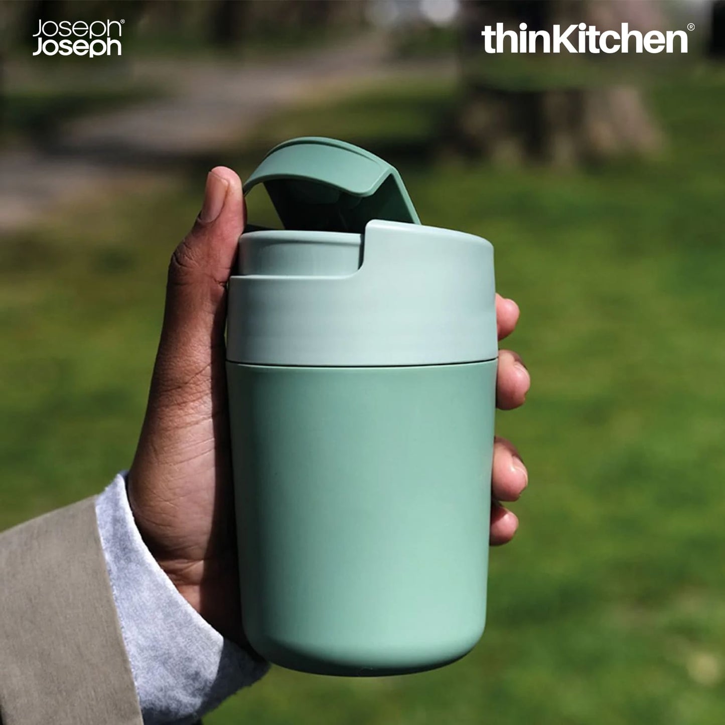 Joseph Joseph Insulated Leak Proof Tea, Coffee Mug with Flip Top Lid  - Green
